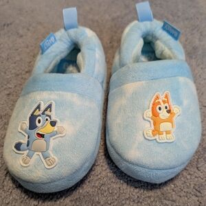 Bluey and Bingo Toddler Slippers Bedroom Shoes Plush Blue Medium 7/8